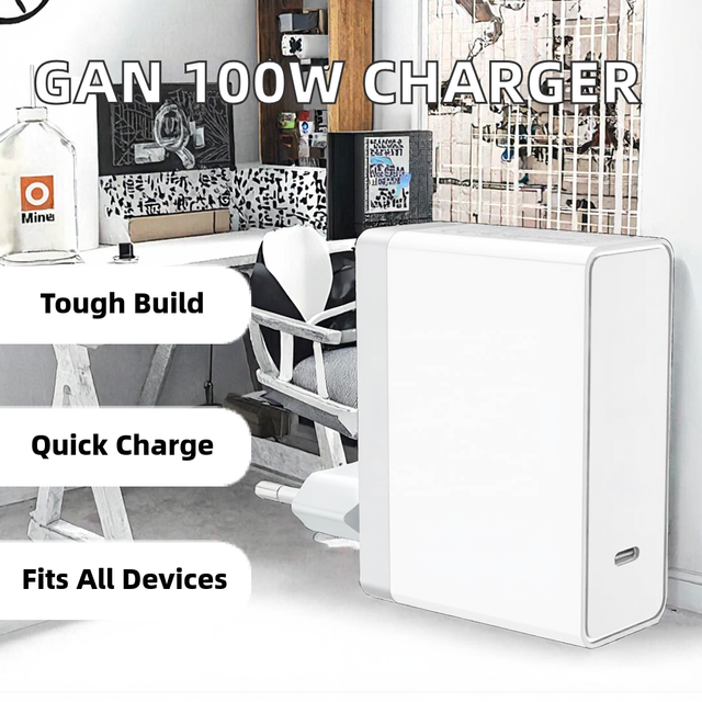 GaN 100W PD Fast Charging Type-C to Type-C Cable USB Adapter with CE FCC UKCA Certificates for Laptops and Mobile Phone