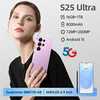 Smartphone S25 Ultra 5G en gros, écran HD 4K de 6,9 pouces, processeur Deca Core, batterie 8000 mAh, double caméra arrière 48+108MP, MTK LTE CDMA