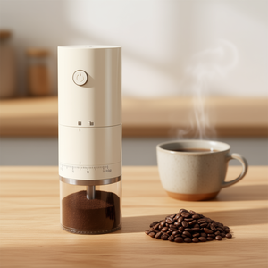 IAGREE Moulin à café électrique couleur crème, capacité 150g, pour usage domestique, avec meules en acier inoxydable - Product Image 2