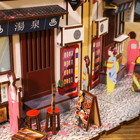 CAYI Nook Book 3d Puzzle en bois Style japonais Sakura Town Book Nook Kit Serre-livres Diy Miniature House Kit Booknook Shelf Insert