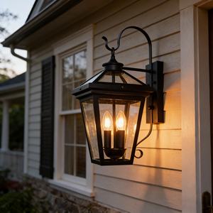 Lámpara de Pared Exterior de Jardín Grande Retro Negra E14 * 3, Lámpara de Pared LED Exterior Impermeable para Patio de Villa, Pasillo - Product Image 5