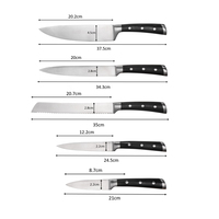 Ensemble de couteaux de cuisine professionnels à double renfort, manche en ABS avec bloc en acacia et acrylique, vente en gros directe d'usine, logo personnalisé