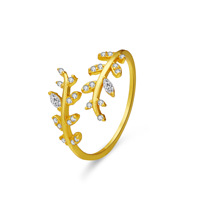 Bague en argent S925 plaqué or/platine avec pierres naturelles en grappe, motif feuille, pour femme, style forêt ouverte haut de gamme, idéale pour mariage et soirée