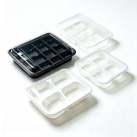 Conteneur en blister PET de qualité alimentaire avec couvercle, plateau en plastique multi-compartiments, boîte d'emballage personnalisée pour portions alimentaires