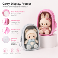 Mini sac de présentation pour poupées en cuir PU avec fenêtre transparente en PVC, sac à dos Ita, pochette de transport transparente pour jouets en peluche, fermeture éclair, clip, Kawaii, vente en gros