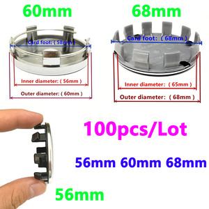 100 pièces de cache-moyeux 10 broches 68mm 60mm 56mm Noir Blanc Bleu avec emblème pour centres de jantes de voiture, accessoires automobiles - Product Image 1