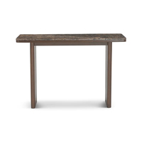 KUMUSI FURNITURE Table console en marbre brun Dark_Emperado avec bois massif