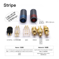 Konektor MMCX Stripe Tembaga Pin Earphone MMCX Female Plug Audio Jack Adaptor Headphone Lubang 4.6mm