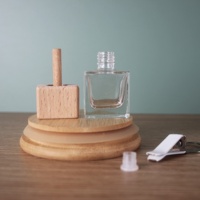Flacon de parfum pour voiture 10 ml avec clip en fer, transparent et blanc mat, flacon vide avec bâton diffuseur en bois