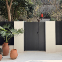 Système de clôture en aluminium au design moderne, 6 pieds de haut, modulaire vertical, taille personnalisable, compatible avec la modélisation 3D, pour cour et jardin