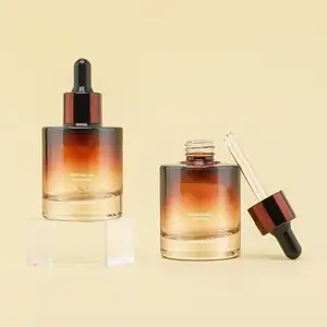 맞춤형 크기 로고 색상 50ml 유리 전기 도금 접착제 헤드 에센스 에센스 용 히알루 론산 병 스포이드 병