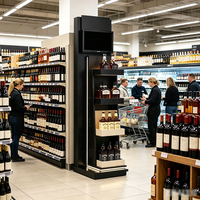 Support de présentation de vin en métal personnalisé, porte-bouteilles autoportant, étagère de présentation pour magasin de spiritueux, présentoir pour vente au détail