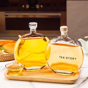 Bán Buôn <span class=keywords><strong>100</strong></span> Ml 250 Ml 500 Ml Frosted Rõ Ràng Phẳng Mận Nước Ép Trái Cây Nước Đá Rượu Vang Chai Thủy Tinh Whiskey Decanter Với Nút Chai - Product Image 1