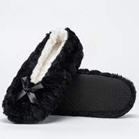 Chaussons d'intérieur doux et moelleux à bout fermé, doublés de polaire épaisse, avec joli nœud, antidérapants, à semelle souple, pour adultes, automne-hiver