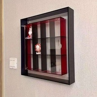 Organisateur en acrylique transparent personnalisé avec porte magnétique à fixer au mur pour objets de collection, rangement de figurines d'anime pour boîte aveugle, logo personnalisé