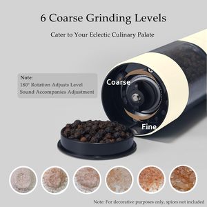 Molinillo de Sal y Pimienta Eléctrico Recargable de Una Mano, Juego de Molinillos de Especias de Acero Inoxidable, Grosor Ajustable, Molinillo de Pimienta Automático - Product Image 2
