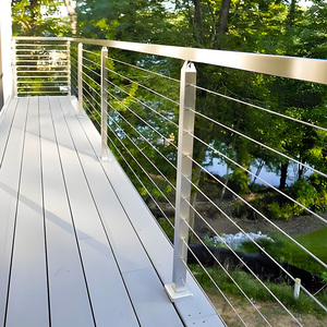 Wartungsarmer Edelstahl Balustrade Kabel geländer Geländer Balkon Zaun 42 "Kabel geländer Deck pfosten Veranda