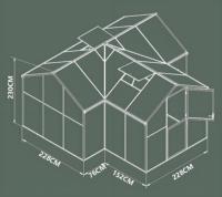 Serre en verre moderne de qualité supérieure avec structure en aluminium noir |   Facilement assemblable |   Conception de toit en pignon pour un jardinage élégant dans la cour