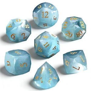 Conjunto de Dados de Pedra Preciosa Olho de Gato Rosa 7PCS - Feito à Mão, Gravado, Multifacetado, para Jogos de Tabuleiro D&D - Product Image 5