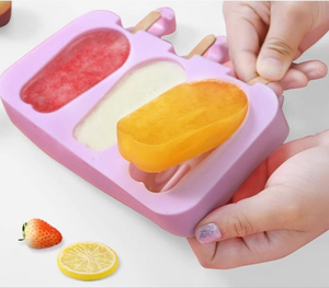 Moule à glace en silicone motif dessin animé, multi-formes, pour bâtonnets glacés, avec couvercle et bâtonnets - Product Image 2