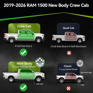 Marchepieds latéraux pour Dodge Ram 1500 2019-2026, nouveau style de carrosserie, cabine double avec 4 portes pleines, exclus le modèle Classic 2019-2026 - Product Image 2