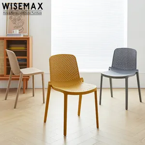 WISEMAX الأثاث الشمال تنفس تصميم الطعام كرسي سميكة أربعة أقدام كرسي للاستعمال في المناطق الخارجية رخيصة كرسي بلاستيك يمكن تكديسه