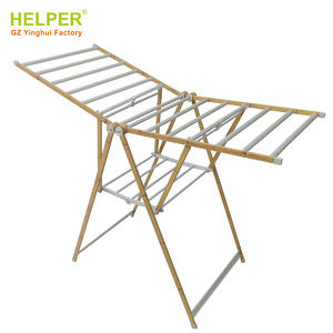 Aluminum Alloy Bamboo Pattern Clothes <b>Drying</b> <b>Rack</b> 1.4m Standing Type Indoor Outdoor Use - Product Image 4