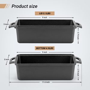 AILITOR Moule à <span class=keywords><strong>pain</strong></span> en fonte durable avec couvercle 9x5 pouces - <span class=keywords><strong>Pour</strong></span> la cuisson du <span class=keywords><strong>pain</strong></span> maison, lot <span class=keywords><strong>de</strong></span> 2, lavage à la main uniquement - Product Image 4