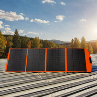 SMUXI Chargeur Solaire Portable Pliable 4 Panneaux 200W/20V Silicium Monocristallin Noir+Orange Efficacité 21% pour Camping-Car Extérieur