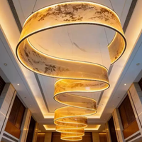 Lustre suspendu moderne à LED avec ruban en spirale et éclairage doux pour hall d'hôtel, restaurant, club, villa, hôtel