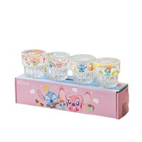 Ensemble de tasses en verre à motif de dessin animé, gobelets à rayures verticales imprimées, 4 pièces, boîte cadeau, pour eau, jus, lait, usage domestique