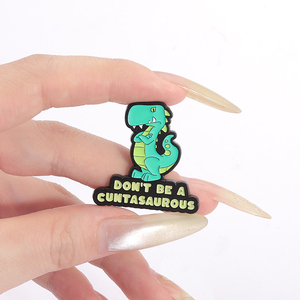 Wees Geen Cuntasaurous Emaille Pin Blauwgroene Dinosaurus Cartoon Broche Revers Badge Sieraden Geschenk Groothandel - Product Image 4