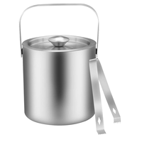 Seau à glace moderne en acier inoxydable à double paroi isolé sous vide Wuyi Camol, écologique, 1,3 L, avec couvercle, personnalisable, argenté, outil de bar à vin