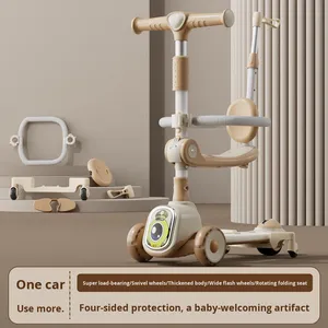 3 1 niños montar-en Scooter <span class=keywords><strong>plegable</strong></span> triciclo pedales ajustables para niños de 1 a 6 años niñas plástico al aire libre Kick Scooter Sensor inteligente - Product Image 4