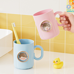 Riutilizzabile cartone animato 10.5oz Unbreakable <span class=keywords><strong>tazza</strong></span> da <span class=keywords><strong>bagno</strong></span> 300ml porta spazzolino da denti in plastica - Product Image 5