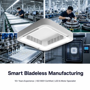 2026 Bladeless Ventilador De Techo Flush Mount Smart APP <b>Control</b> Dimmable Square Led <b>Ceiling</b> Fan with <b>Light</b> and <b>Remote</b> - Product Image 5