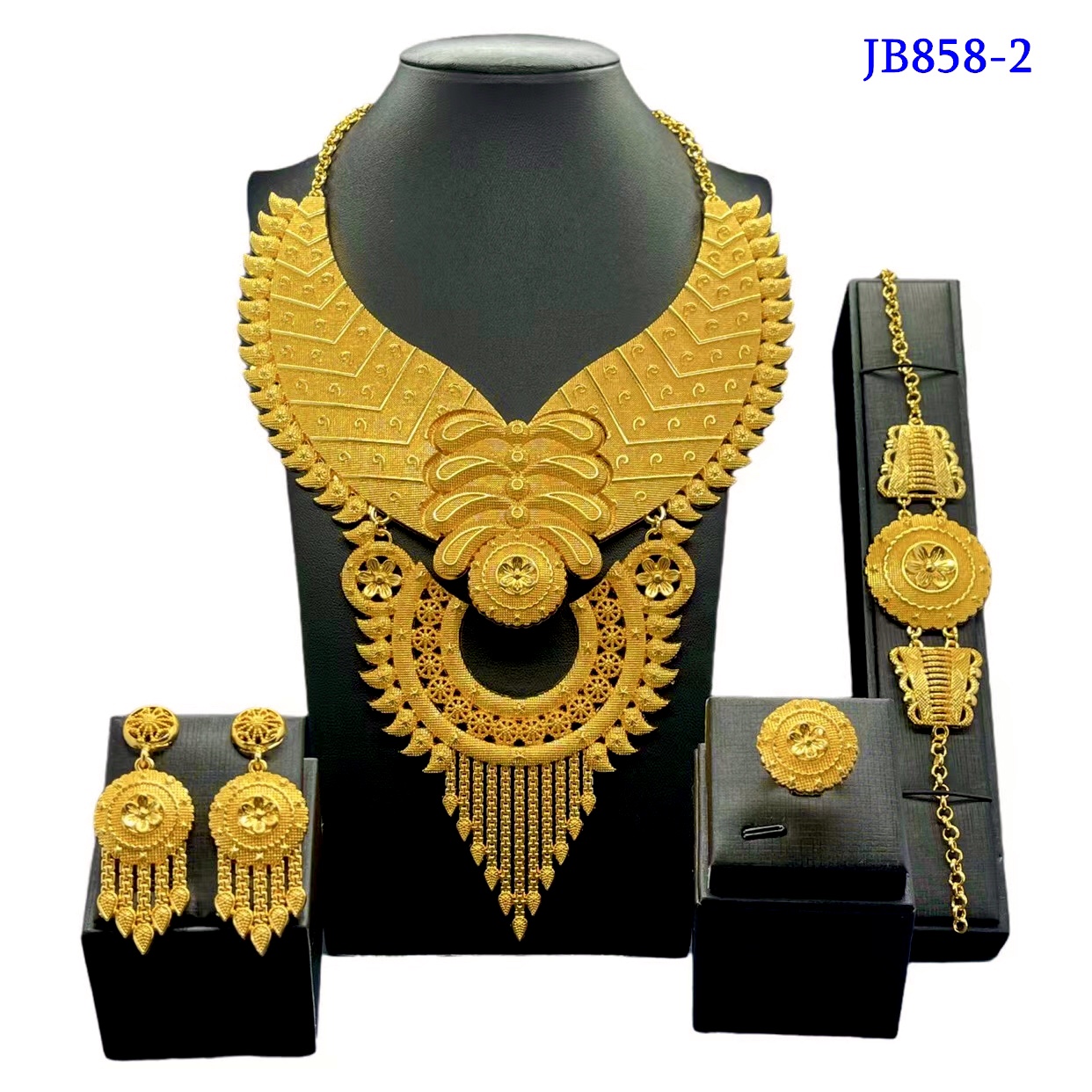 wholesale 迪拜珠宝套装尼日利亚婚礼大项链吊坠耳环非洲流苏珠宝套装