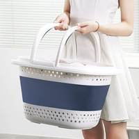 Paniers à linge pliables en plastique avec poignées, design intelligent pour gagner de la place, bac de rangement pour la cuisine, la chambre et la salle de bain