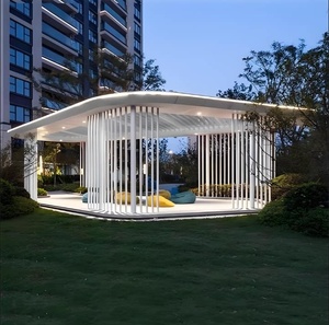 Corridor paysager en structure acier sur mesure, pavillon de loisirs extérieur en acier inoxydable et aluminium, pavillon de repos à panneau unique - Product Image 1