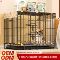Cage pliable en fer pour animaux de compagnie, cage pour chien, niche pour chat, enclos métallique carré, respirant, utilisation en intérieur, plateau en plastique moderne