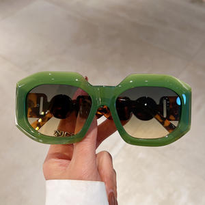 ビッグフレームオーバルシェイプサングラスレトロファッションINSレディースメンズデコレーションサングラスカスタムロゴ - Product Image 2