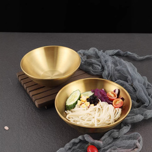 Tazones para Fideos de Acero Inoxidable, Color Dorado, Forma Cónica Grande, Doble Capa, Anti-Escaldaduras, Uso Comercial - Product Image 3