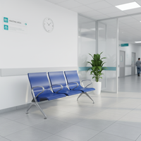 Chaise d'attente ergonomique en acier laminé à froid PU, durable, pour aéroport, centre commercial, bureau, centre éducatif et salon de beauté