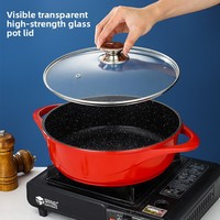 Ensemble de casseroles en aluminium moulé sous pression rouge, antiadhésives, modernes, pour soupes et ragoûts, usage commercial pour la restauration