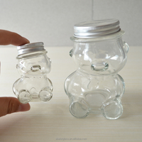 Mini Tarro de Vidrio con Forma de Osito de Peluche de 80 ml, Botella Redonda para Miel, Dulces, Azúcar