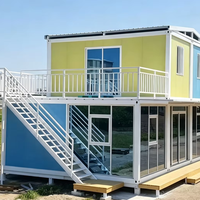 Magasin Modulaire Conteneurisé à Deux Étages Coloré, Café Conteneur Préfabriqué Personnalisé, Kiosque Pop-up pour Centre Commercial, Villa Préfabriquée pour Hébergement Local
