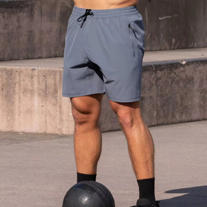 Pantalones Cortos Deportivos Personalizados para Hombre, de Poliéster, con Bolsillos con Cremallera, Impermeables, Color Gris - Product Image 2