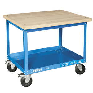 Chariot Fervi avec plateau en bois, capacité maximale de 150 kg, chariot d'atelier - Product Image 2