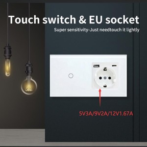 สวิตช์แบบสัมผัสชนิด 157 และชุดเต้ารับมาตรฐานยุโรป 5V 3A พร้อมพอร์ตชาร์จ USB สำหรับติดตั้งบนผนัง - Product Image 2