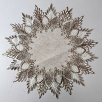 Nappe ovale en dentelle jacquard tissée 100% polyester, tissu vintage anti-taches, couvre-table décoratif assorti